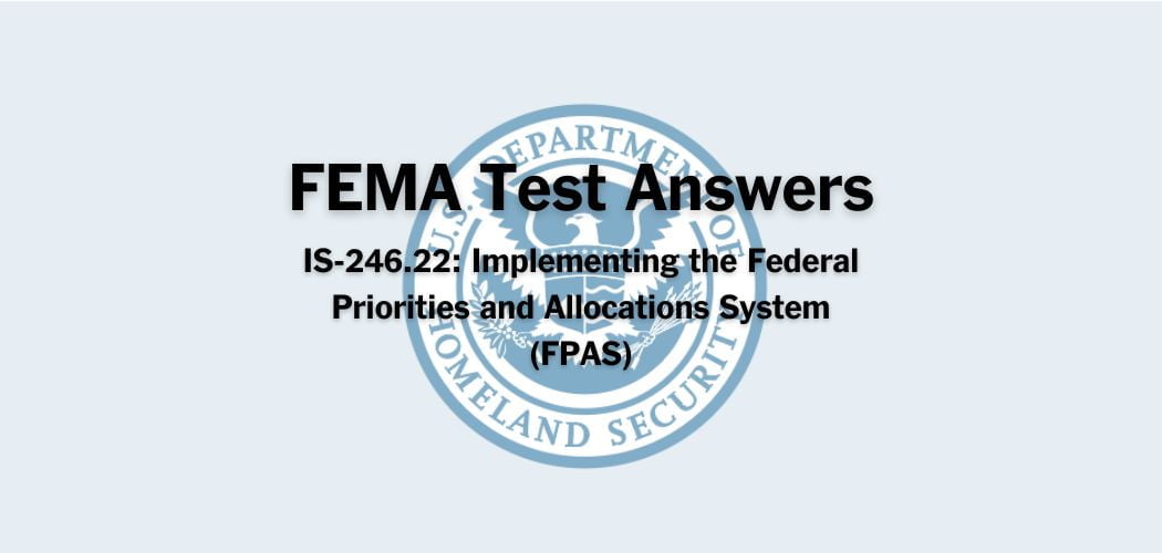 FEMA IS-246 Test Answers