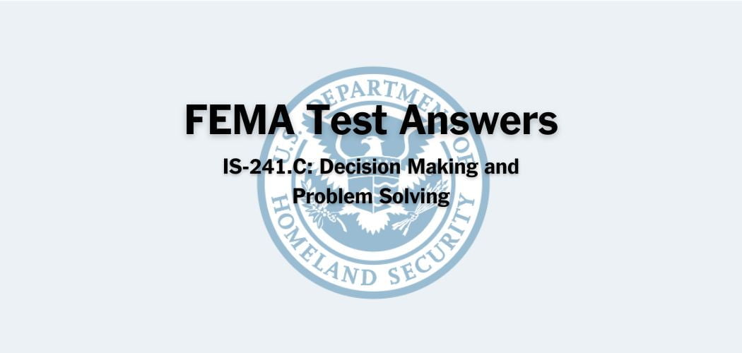 FEMA IS-241.C Test Answers