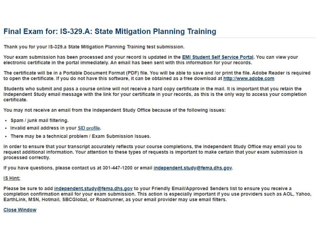 FEMA IS-329.A: State Hazard Mitigation Planning