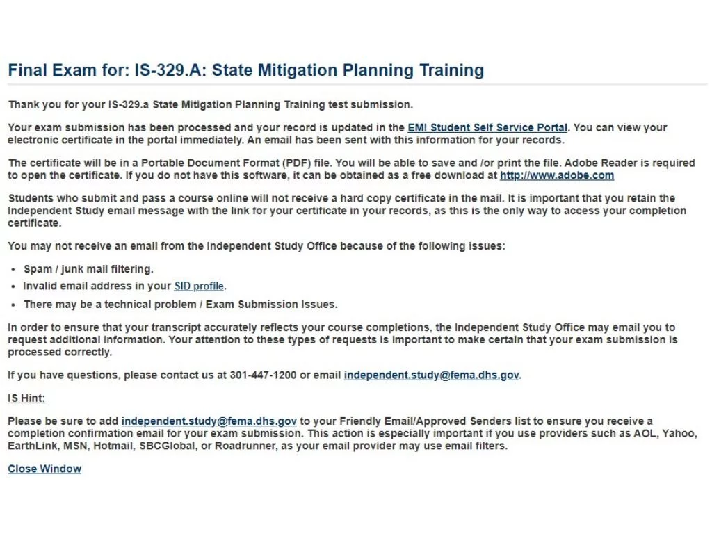 FEMA IS-329.A: State Hazard Mitigation Planning