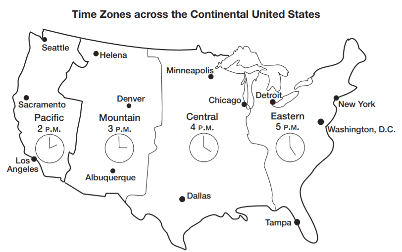 GED Time Zones across the Continental US